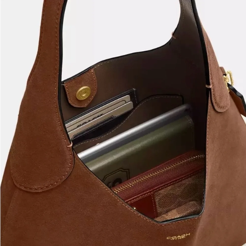 Coach Elegant Brown Suede Women's Bag - Picture 3 of 8
